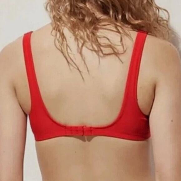 J Crew Women's Red Scoop Neck Bikini Vacation Resort Cruise Beach Top Size XXL - Picture 2 of 4